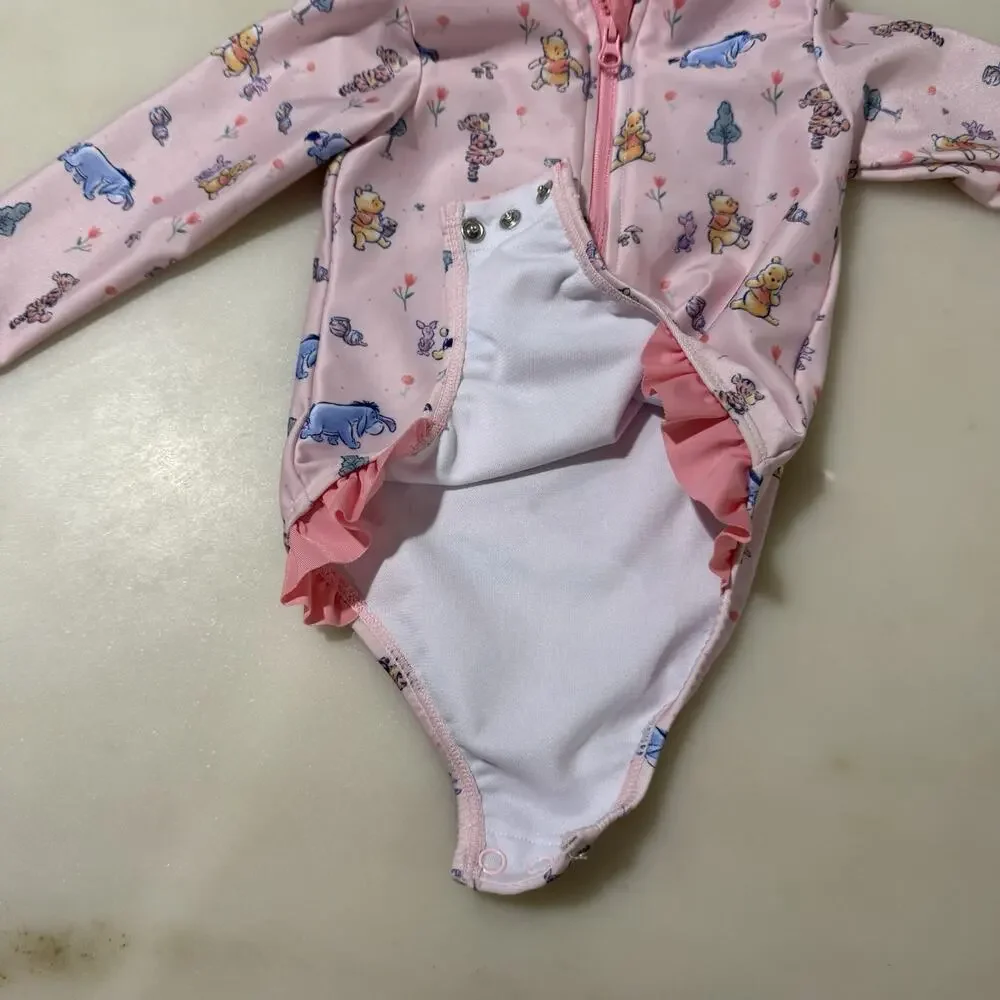 Disney Baby Baby Girls 9 Months Winnie The Pooh One Piece Rash Guard Swimsuit